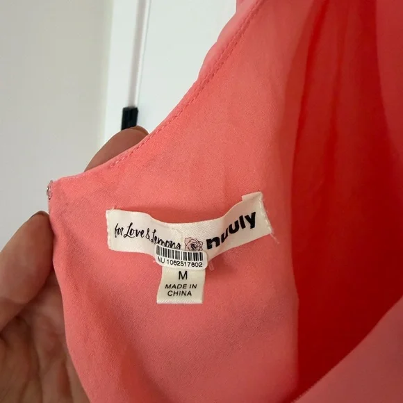 NWOT For Love And Lemons Strapless Pink Dress Ribbon Lace Bow Ruffle - Picture 8 of 8